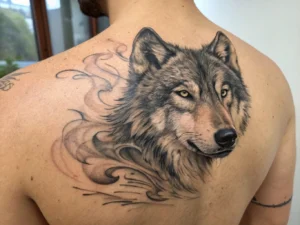 wolf tattoo for back